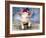 Piglet Looking over Fence Wearing Christmas-null-Framed Photographic Print