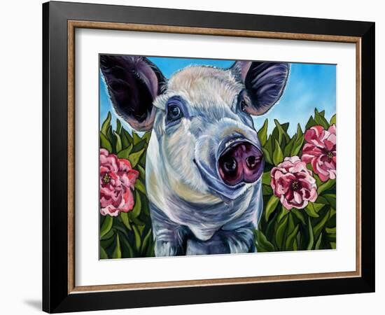 Pigs and Peonies-Kathryn Wronski-Framed Art Print