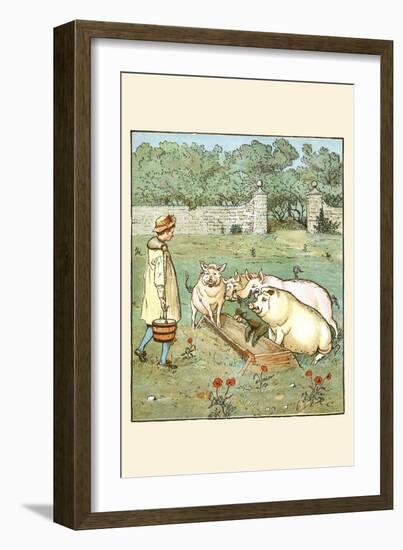 Pigs are Fed in their Trough-Randolph Caldecott-Framed Art Print