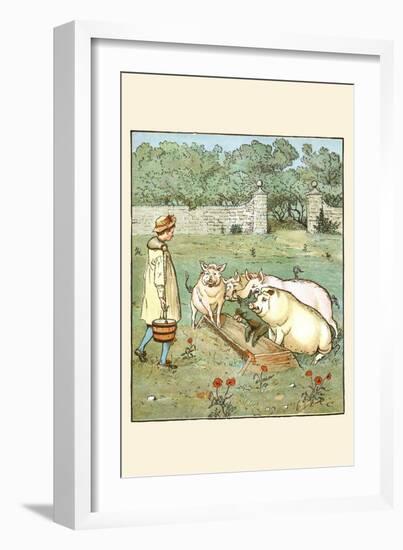 Pigs are Fed in their Trough-Randolph Caldecott-Framed Art Print