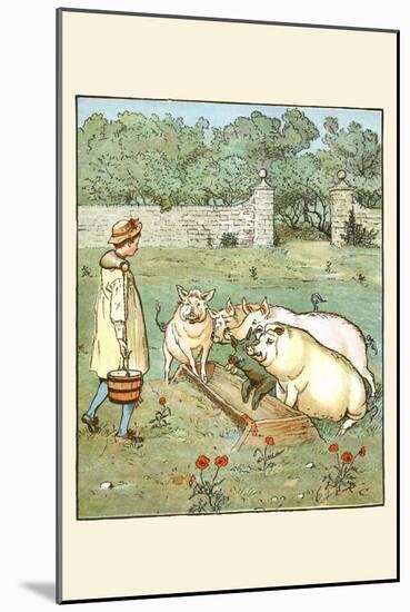 Pigs are Fed in their Trough-Randolph Caldecott-Mounted Art Print