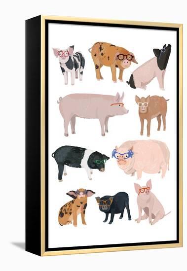 Pigs in Glasses-Hanna Melin-Framed Stretched Canvas