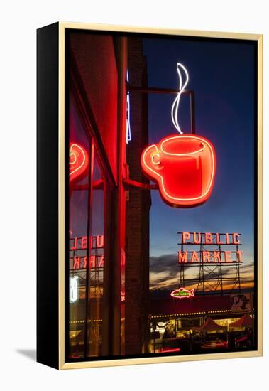 Pike Place Market at Christmastime. Seattle, Washington, USA-Michele Benoy Westmorland-Framed Premier Image Canvas