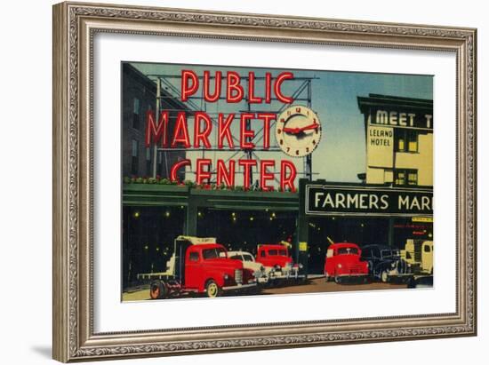 Pike Place Market, Seattle, WA - Seattle, WA-Lantern Press-Framed Art Print