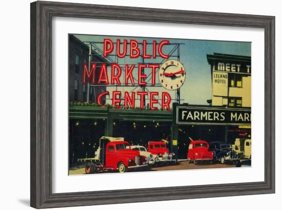 Pike Place Market, Seattle, WA - Seattle, WA-Lantern Press-Framed Art Print