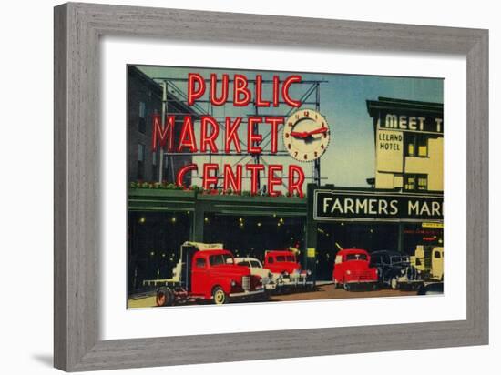 Pike Place Market, Seattle, WA - Seattle, WA-Lantern Press-Framed Art Print