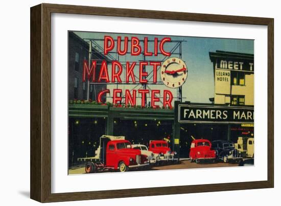 Pike Place Market, Seattle, WA - Seattle, WA-Lantern Press-Framed Art Print