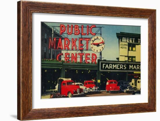 Pike Place Market, Seattle, WA - Seattle, WA-Lantern Press-Framed Art Print