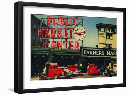 Pike Place Market, Seattle, WA - Seattle, WA-Lantern Press-Framed Art Print