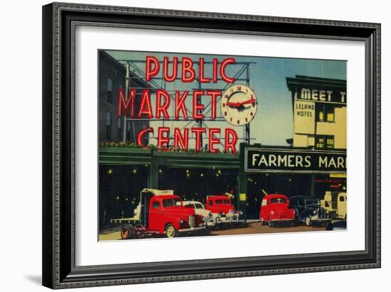 Pike Place Market, Seattle, WA - Seattle, WA-Lantern Press-Framed Art Print