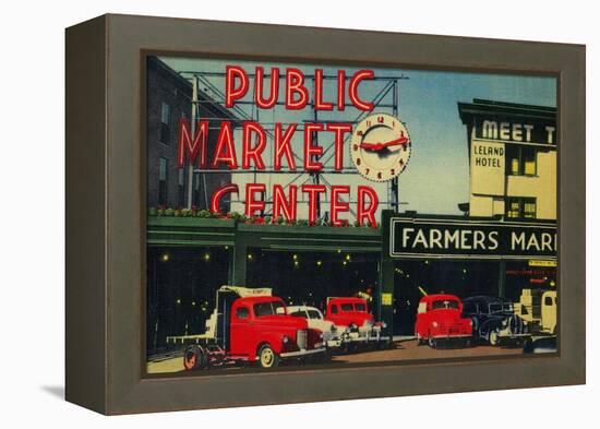 Pike Place Market, Seattle, WA - Seattle, WA-Lantern Press-Framed Stretched Canvas