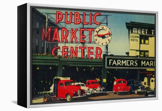 Pike Place Market, Seattle, WA - Seattle, WA-Lantern Press-Framed Stretched Canvas