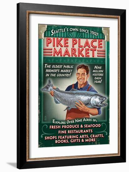 Pike Place Market - Seattle, Washington-Lantern Press-Framed Art Print