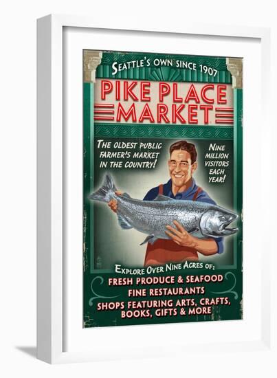 Pike Place Market - Seattle, Washington-Lantern Press-Framed Art Print