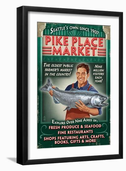 Pike Place Market - Seattle, Washington-Lantern Press-Framed Premium Giclee Print