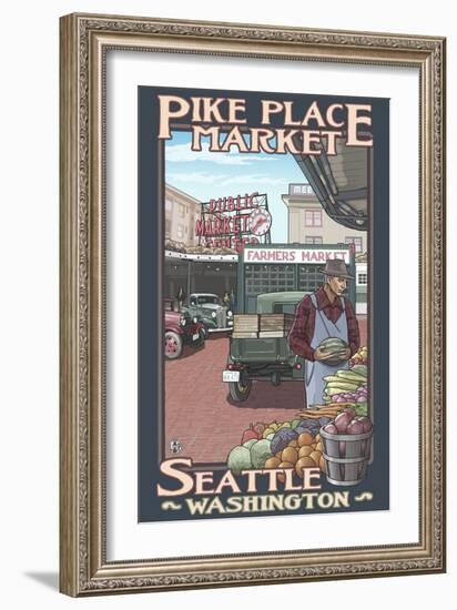 Pike Place Market, Seattle, Washington-Lantern Press-Framed Art Print