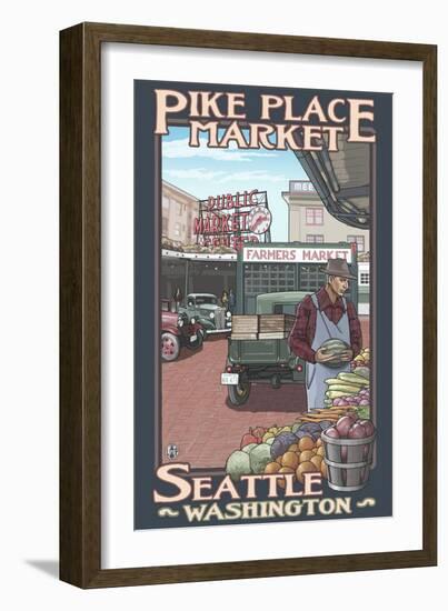 Pike Place Market, Seattle, Washington-Lantern Press-Framed Art Print