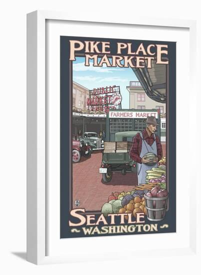 Pike Place Market, Seattle, Washington-Lantern Press-Framed Art Print