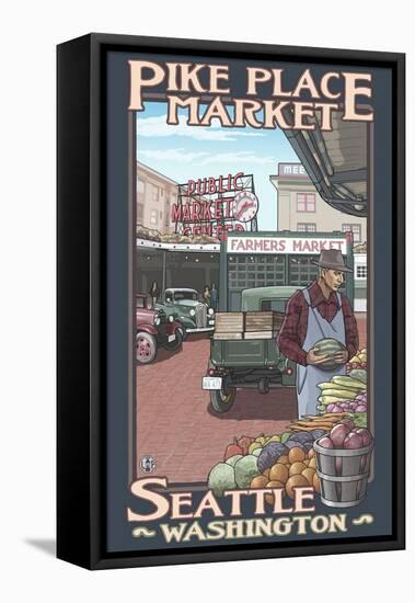 Pike Place Market, Seattle, Washington-Lantern Press-Framed Stretched Canvas