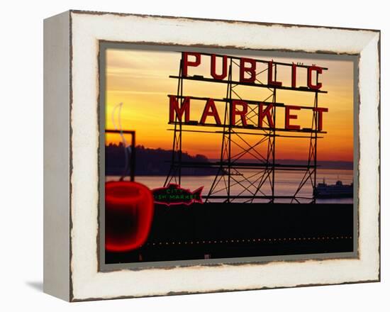 Pike Place Market Sign, Seattle, Washington, USA-Lawrence Worcester-Framed Premier Image Canvas