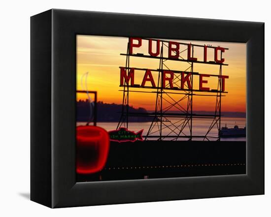 Pike Place Market Sign, Seattle, Washington, USA-Lawrence Worcester-Framed Premier Image Canvas