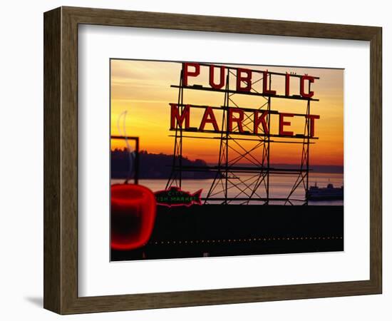 Pike Place Market Sign, Seattle, Washington, USA-Lawrence Worcester-Framed Photographic Print