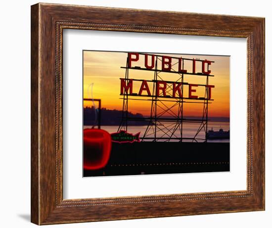 Pike Place Market Sign, Seattle, Washington, USA-Lawrence Worcester-Framed Photographic Print