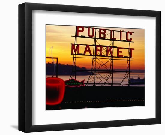 Pike Place Market Sign, Seattle, Washington, USA-Lawrence Worcester-Framed Photographic Print