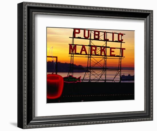 Pike Place Market Sign, Seattle, Washington, USA-Lawrence Worcester-Framed Photographic Print