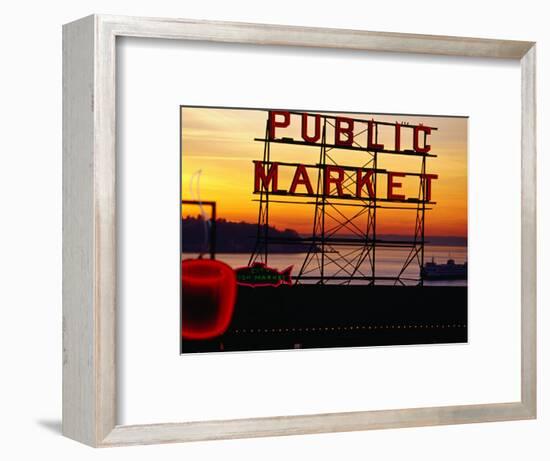 Pike Place Market Sign, Seattle, Washington, USA-Lawrence Worcester-Framed Photographic Print