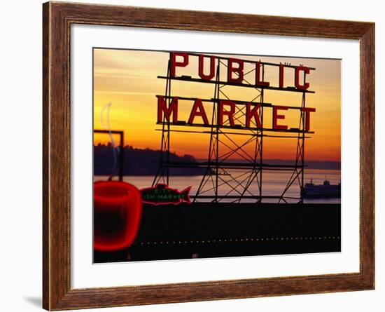 Pike Place Market Sign, Seattle, Washington, USA-Lawrence Worcester-Framed Photographic Print