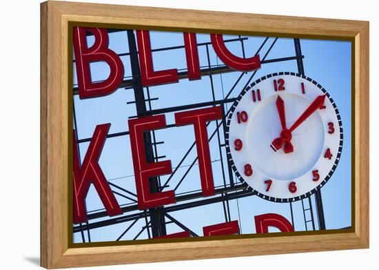 Pike Place Market Sign.-Jon Hicks-Framed Premier Image Canvas