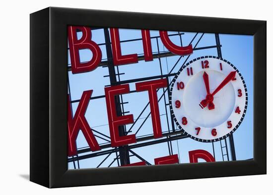 Pike Place Market Sign.-Jon Hicks-Framed Premier Image Canvas