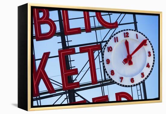 Pike Place Market Sign.-Jon Hicks-Framed Premier Image Canvas