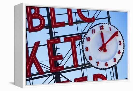 Pike Place Market Sign.-Jon Hicks-Framed Premier Image Canvas