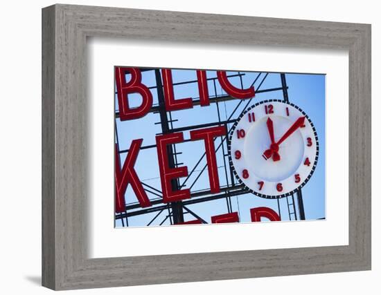 Pike Place Market Sign.-Jon Hicks-Framed Photographic Print