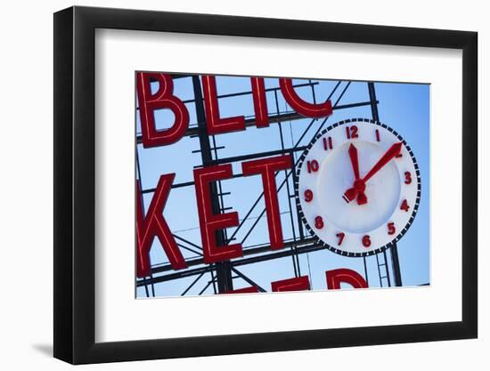 Pike Place Market Sign.-Jon Hicks-Framed Photographic Print