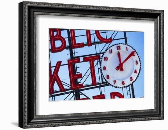 Pike Place Market Sign.-Jon Hicks-Framed Photographic Print