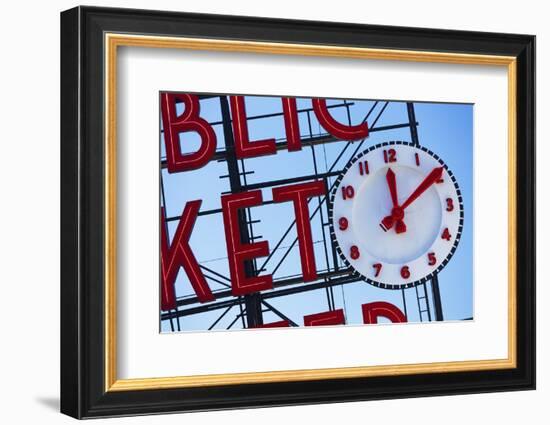 Pike Place Market Sign.-Jon Hicks-Framed Photographic Print