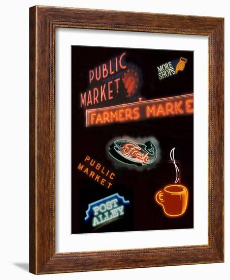 Pike Place Market Signs, Seattle, Washington, USA-Jamie & Judy Wild-Framed Photographic Print