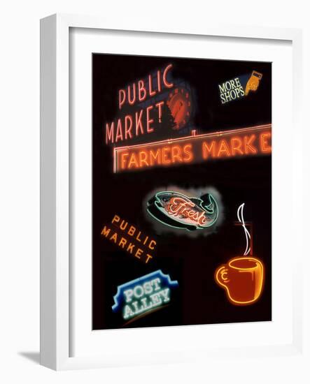 Pike Place Market Signs, Seattle, Washington, USA-Jamie & Judy Wild-Framed Photographic Print