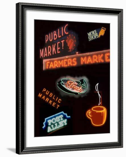 Pike Place Market Signs, Seattle, Washington, USA-Jamie & Judy Wild-Framed Photographic Print
