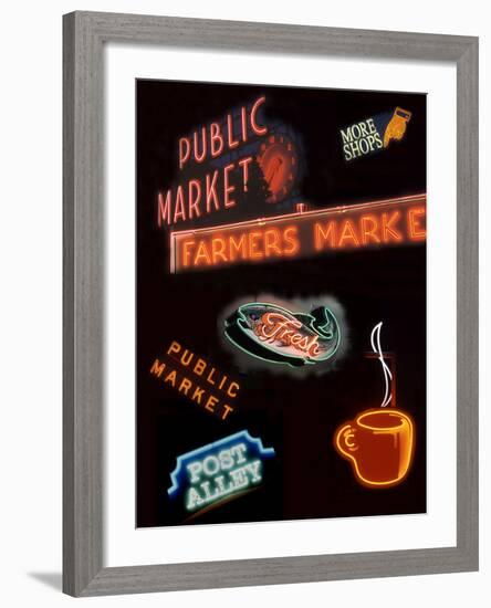 Pike Place Market Signs, Seattle, Washington, USA-Jamie & Judy Wild-Framed Photographic Print