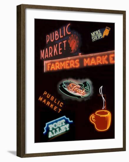 Pike Place Market Signs, Seattle, Washington, USA-Jamie & Judy Wild-Framed Photographic Print