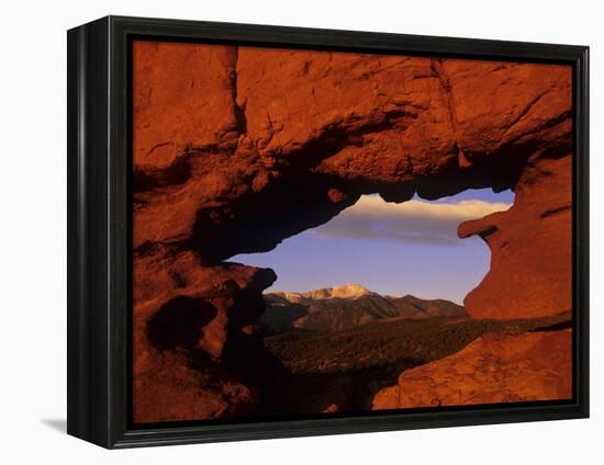 Pike's Peak Framed Through a Rock Window, Colorado, USA-Jerry Ginsberg-Framed Premier Image Canvas