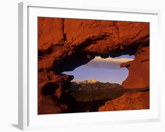 Pike's Peak Framed Through a Rock Window, Colorado, USA-Jerry Ginsberg-Framed Photographic Print