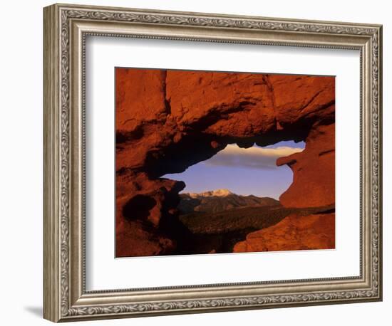 Pike's Peak Framed Through a Rock Window, Colorado, USA-Jerry Ginsberg-Framed Photographic Print