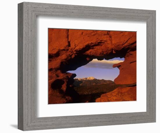 Pike's Peak Framed Through a Rock Window, Colorado, USA-Jerry Ginsberg-Framed Photographic Print