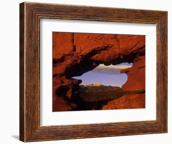 Pike's Peak Framed Through a Rock Window, Colorado, USA-Jerry Ginsberg-Framed Photographic Print