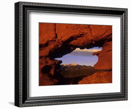 Pike's Peak Framed Through a Rock Window, Colorado, USA-Jerry Ginsberg-Framed Photographic Print